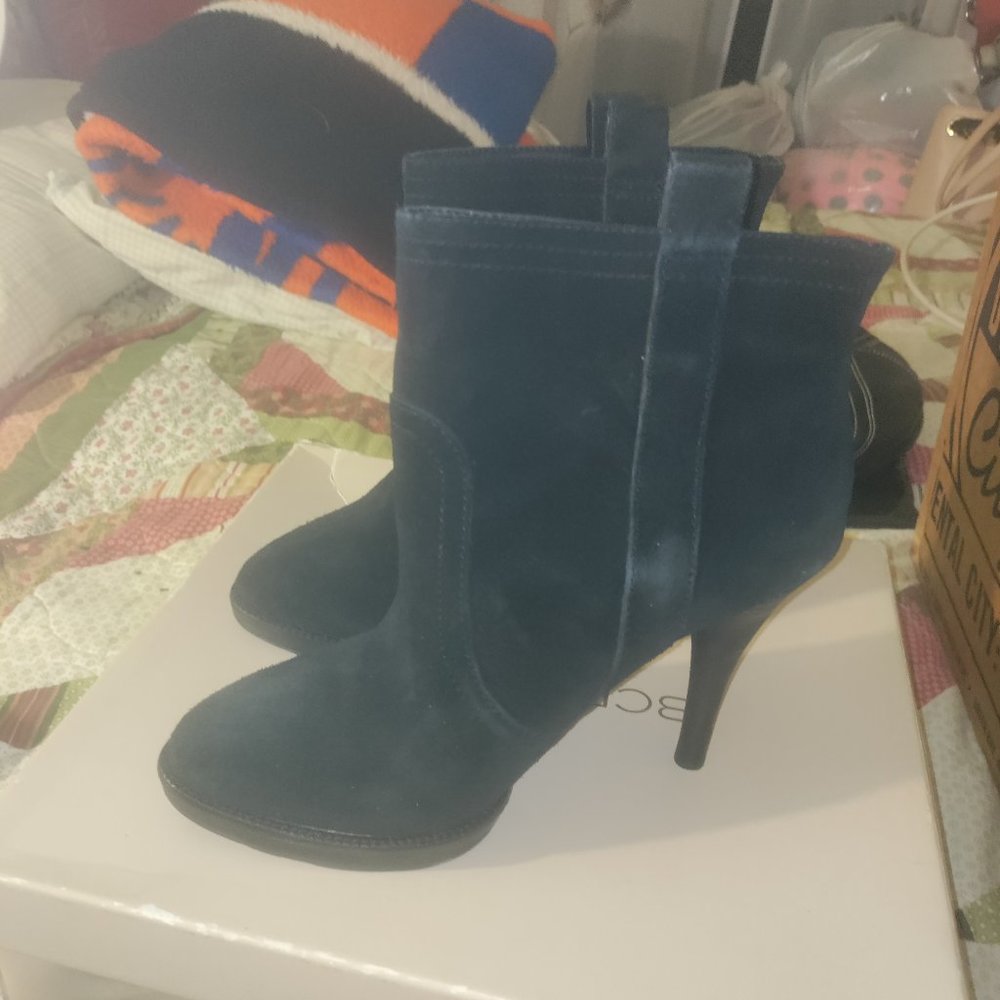 BCBG Black Suede Booties with Heel Size 8